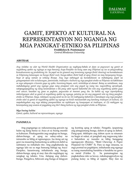 (PDF) GAMIT, EPEKTO AT KULTURAL NA .